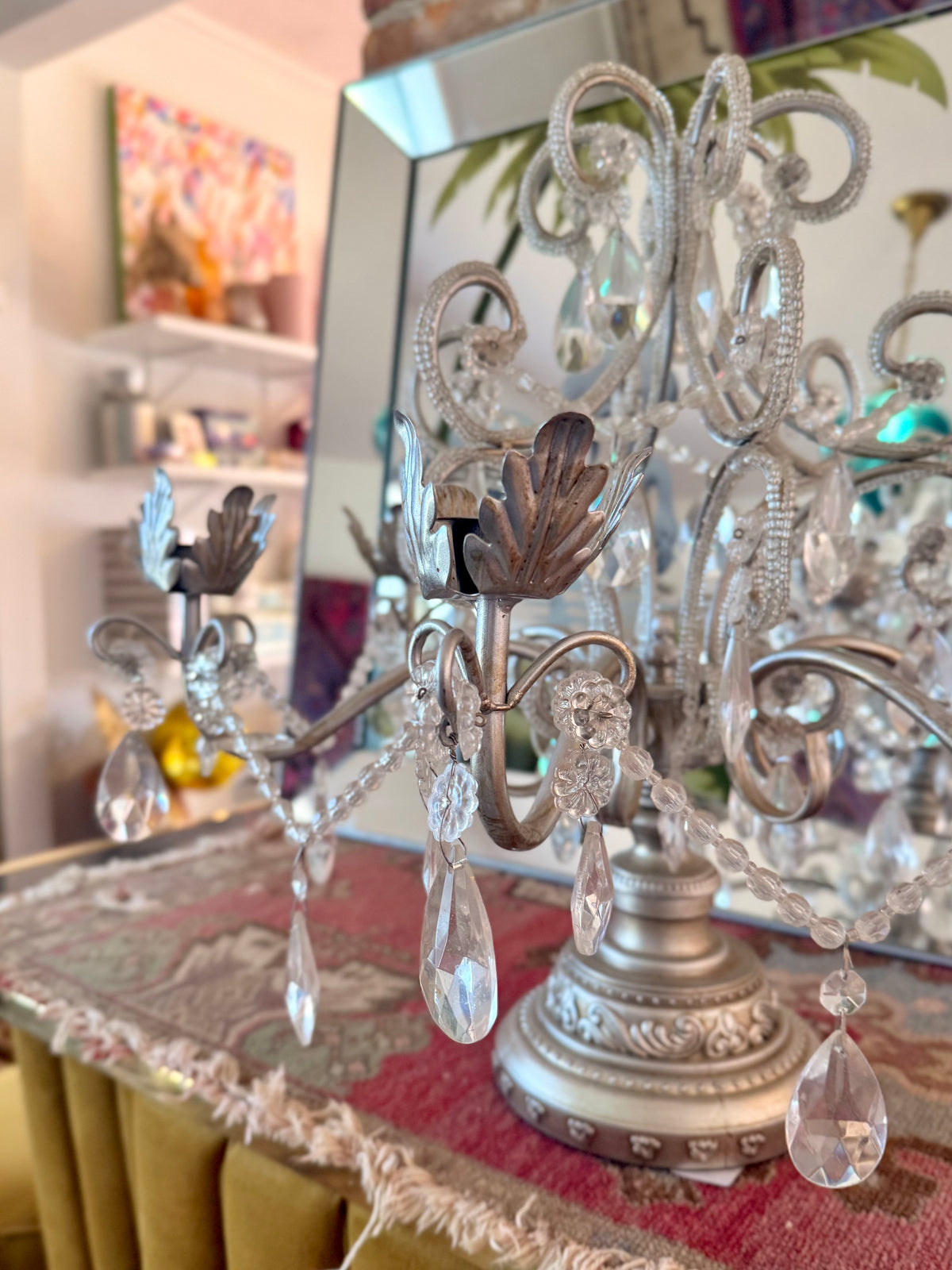silver crystal chandelier candelabra
