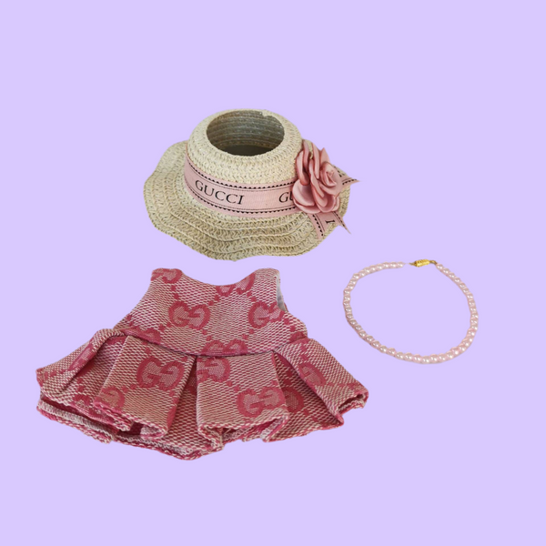 labubu pink designer dress set