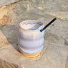periwinkle ceramic bubble cup with straw