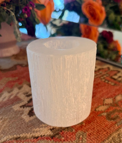 selenite votive candle holder