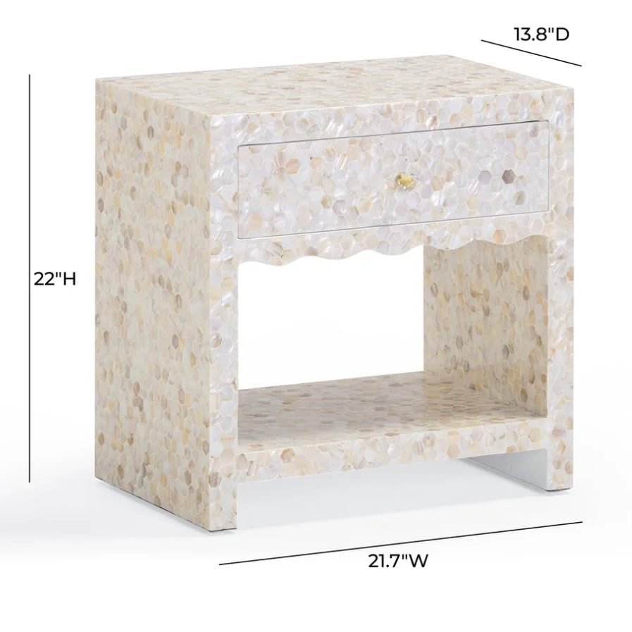 natural mother of pearl inlaid nightstand