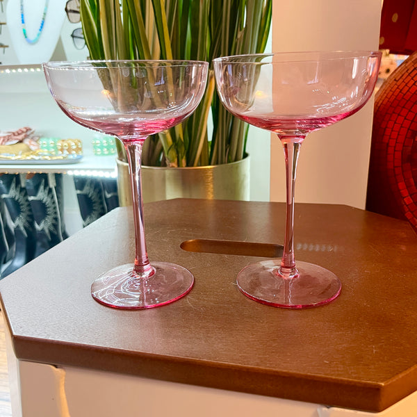 pink champagne coupe glasses {set of 3}