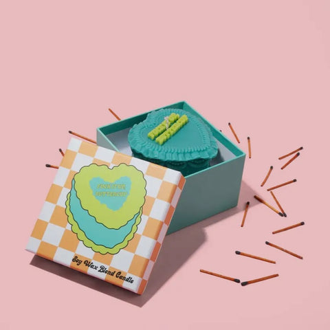 fuck it up, buttercup vintage heart cake candle