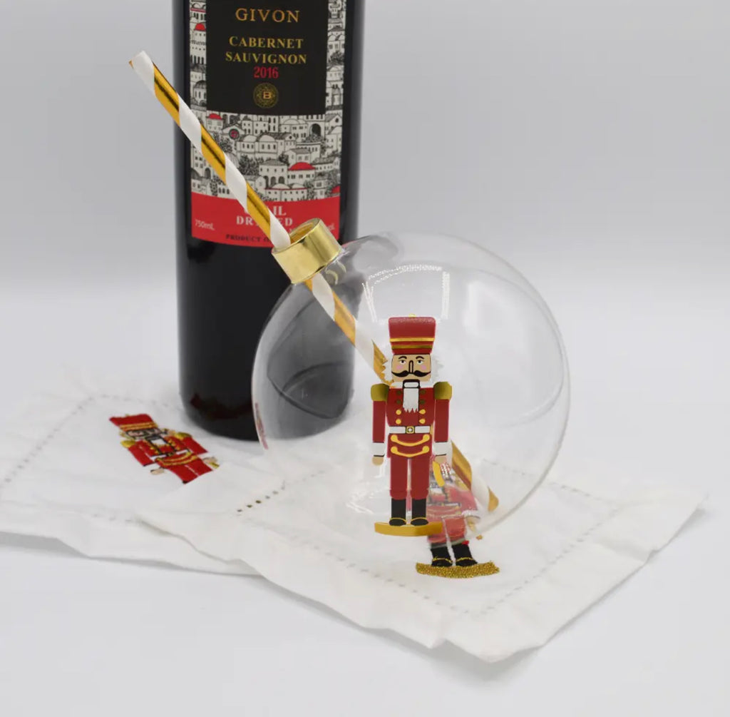 nutcracker ornament drinking glass set