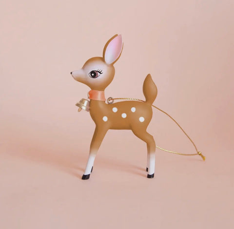 retro deer fawn ornament