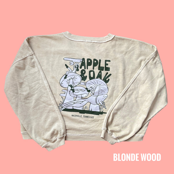 a&o mushroom cozy cropped crew