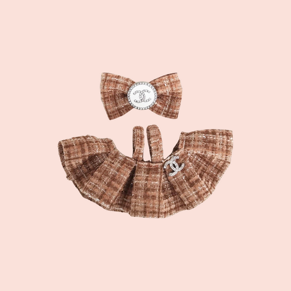 labubu khaki designer dress and bow