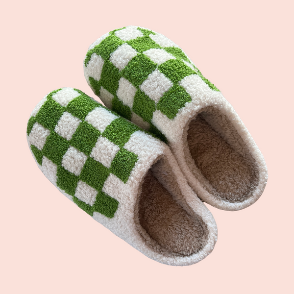 green check slippers