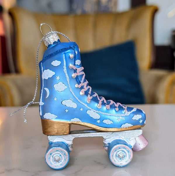 blue roller skate ornament