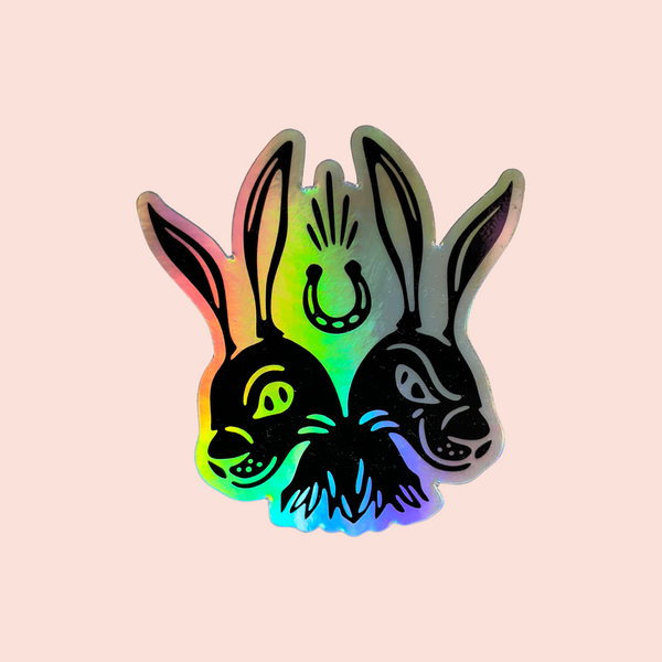 lucky rabbit logo sticker {holographic}