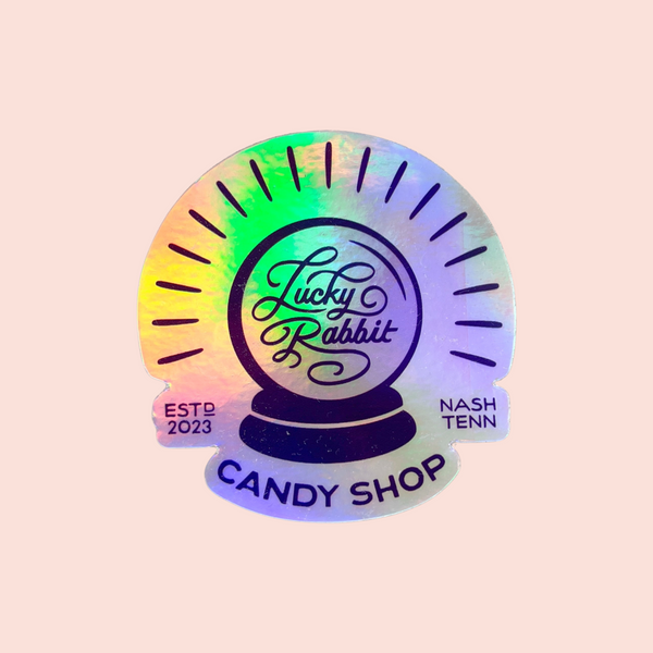 lucky rabbit crystal ball sticker {holographic}