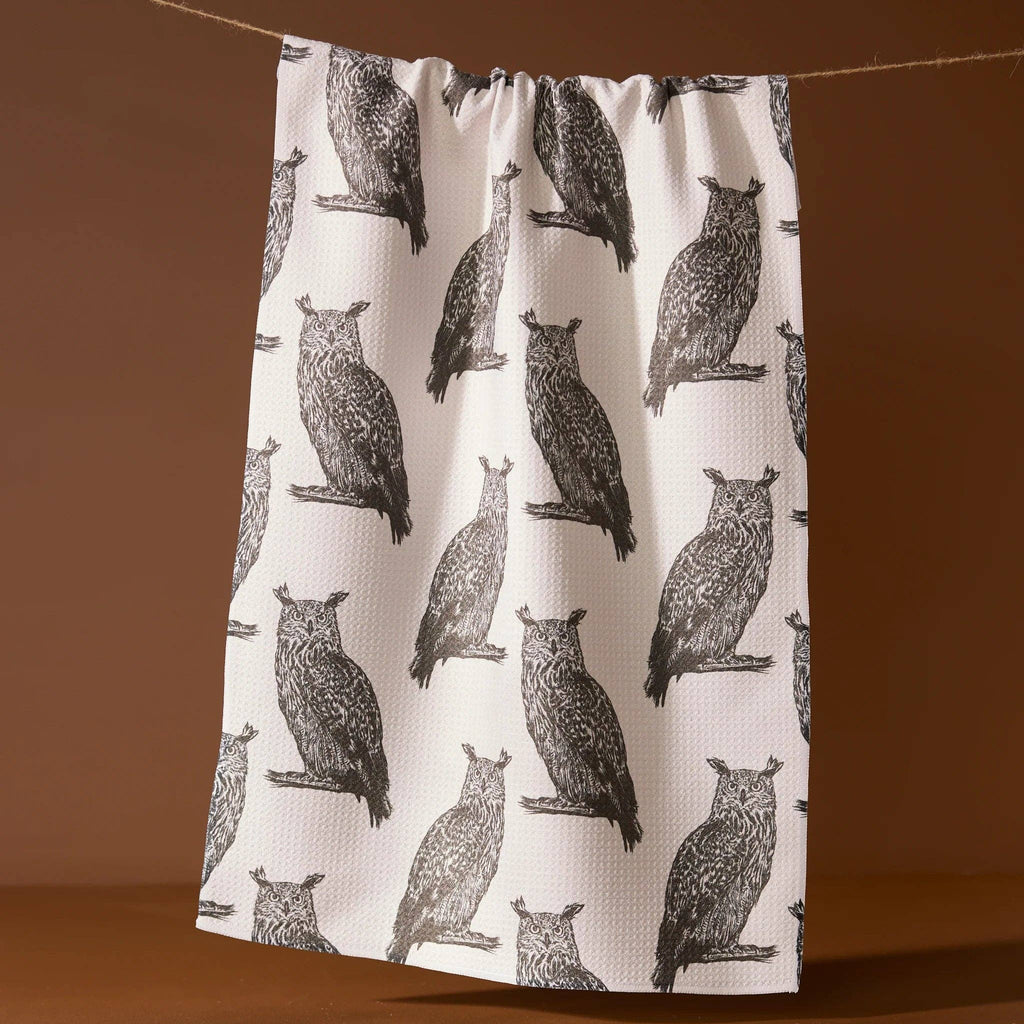 nocturne {owls} tea towel