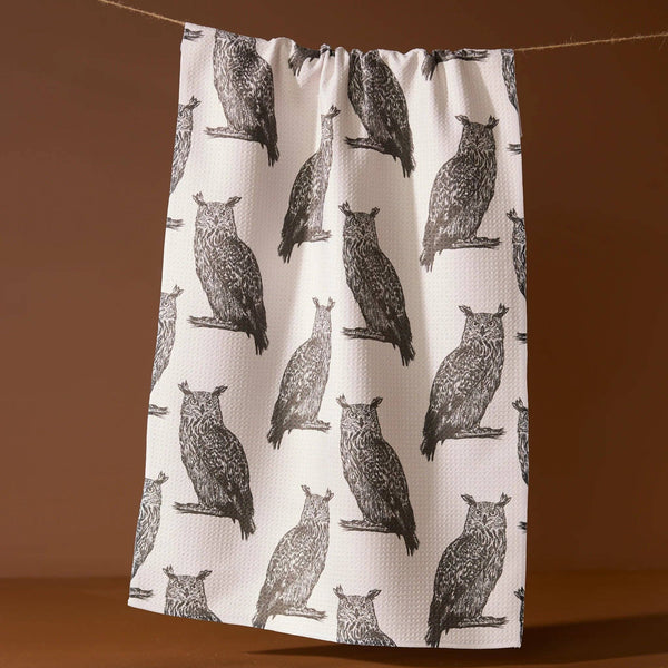nocturne {owls} tea towel