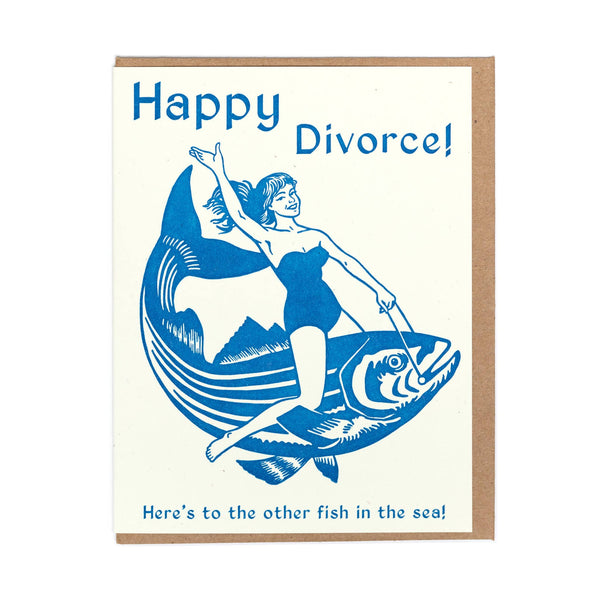 happy divorce! here's to the other fish in the sea! card