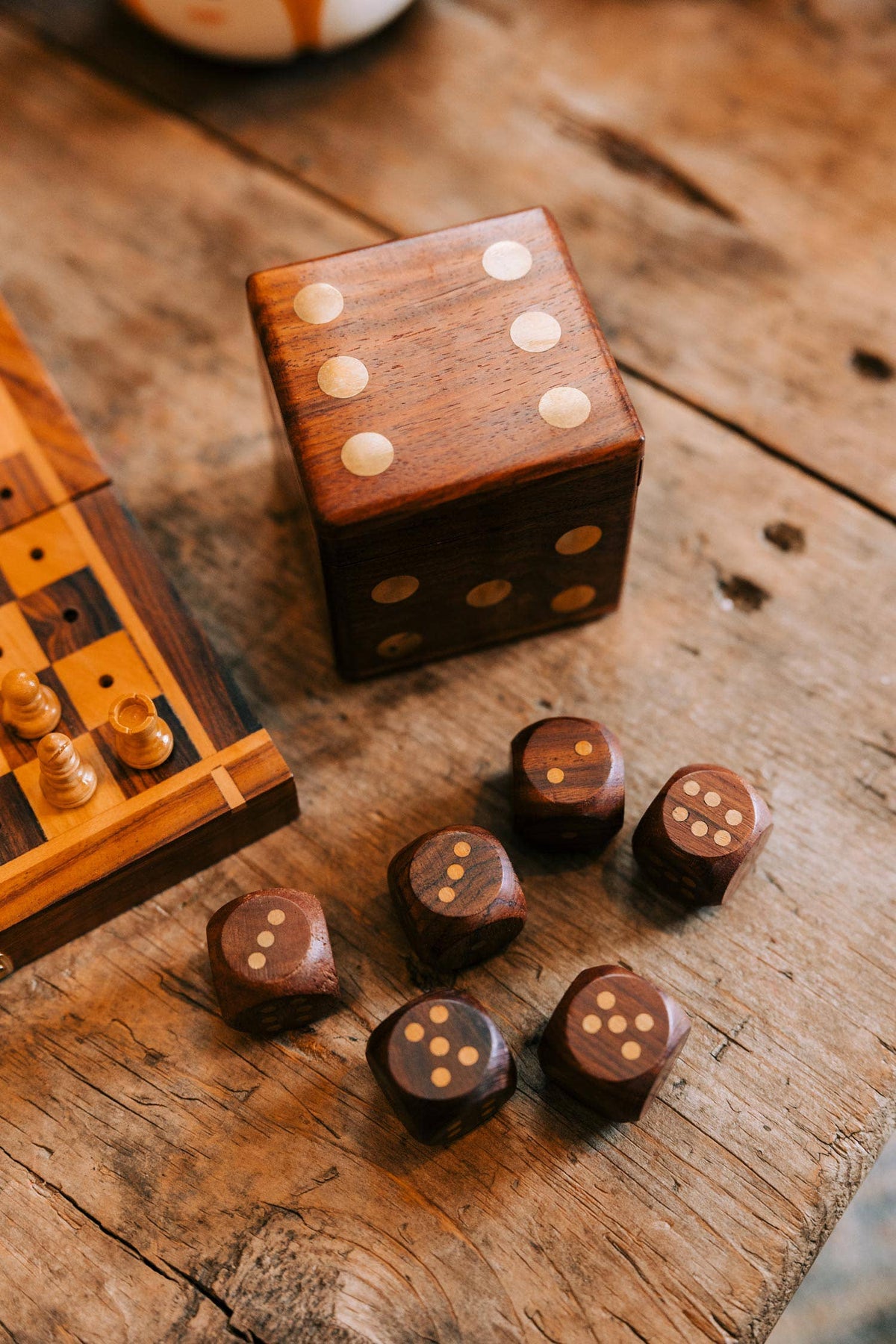 wooden dice box