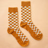 checker crew socks {retro brown & ivory}