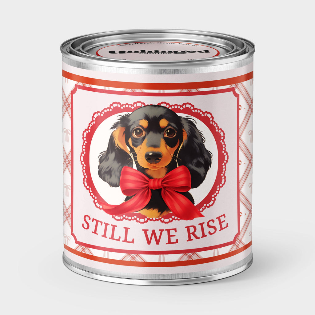 still we rise daschund candle