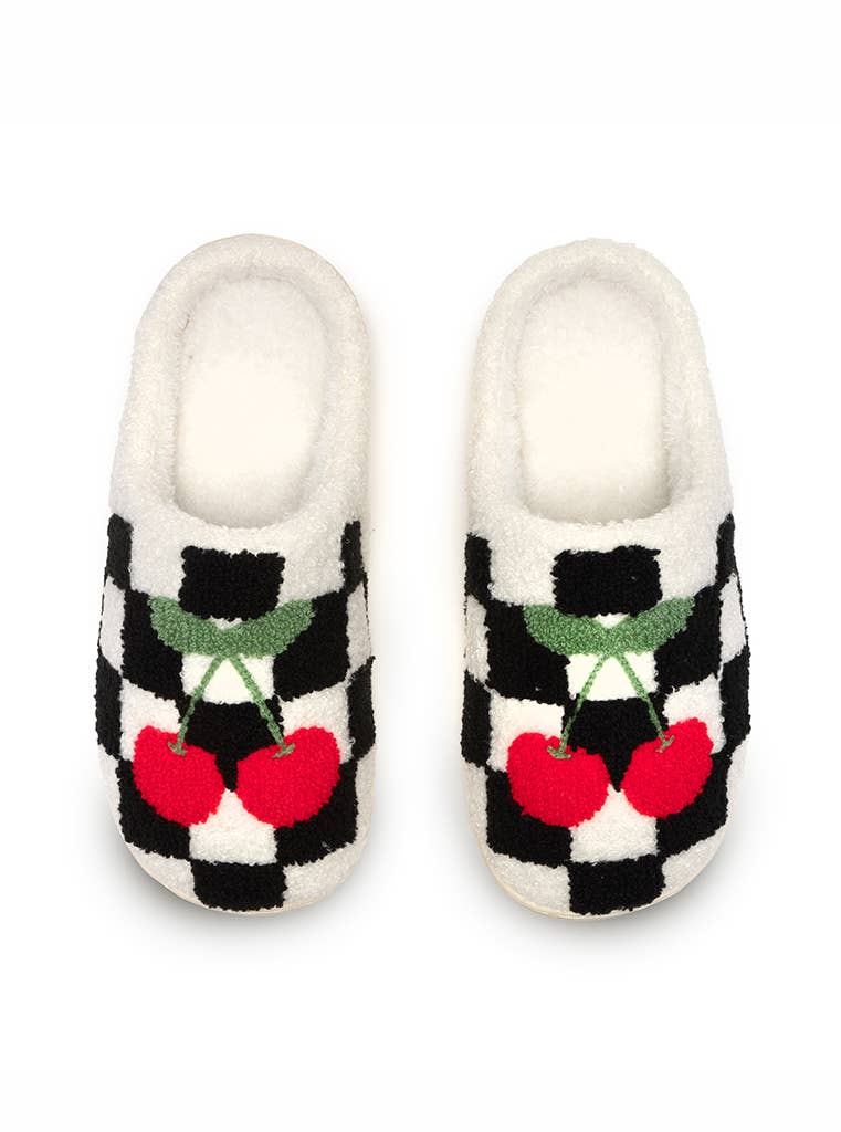 checkered cherry slippers