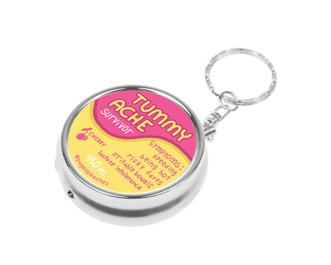 tummy ache survivor travel pill case {keychain}