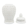 white ceramic cut-out clover temple jar