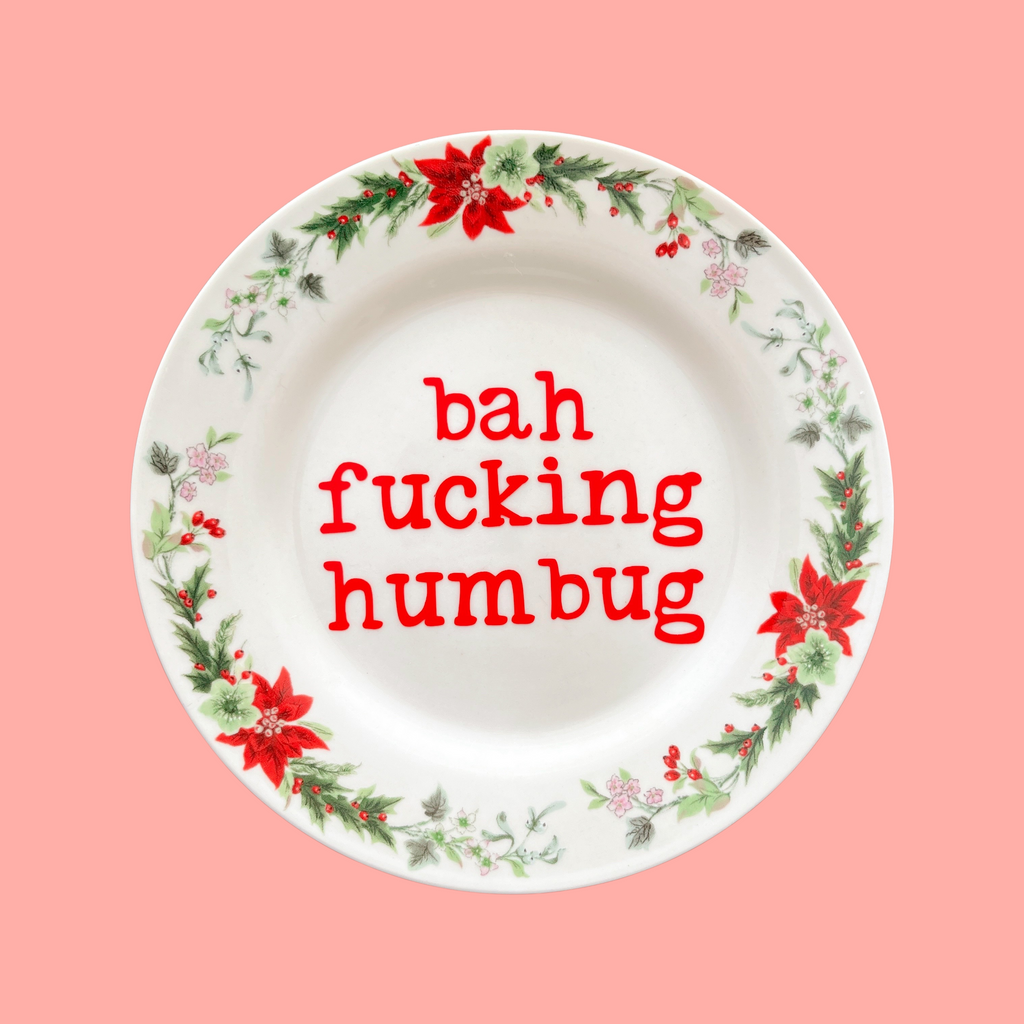 bah fucking humbug decorative plate