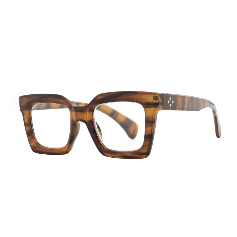 fiona {striped brown} blue light {readers} eyeglasses