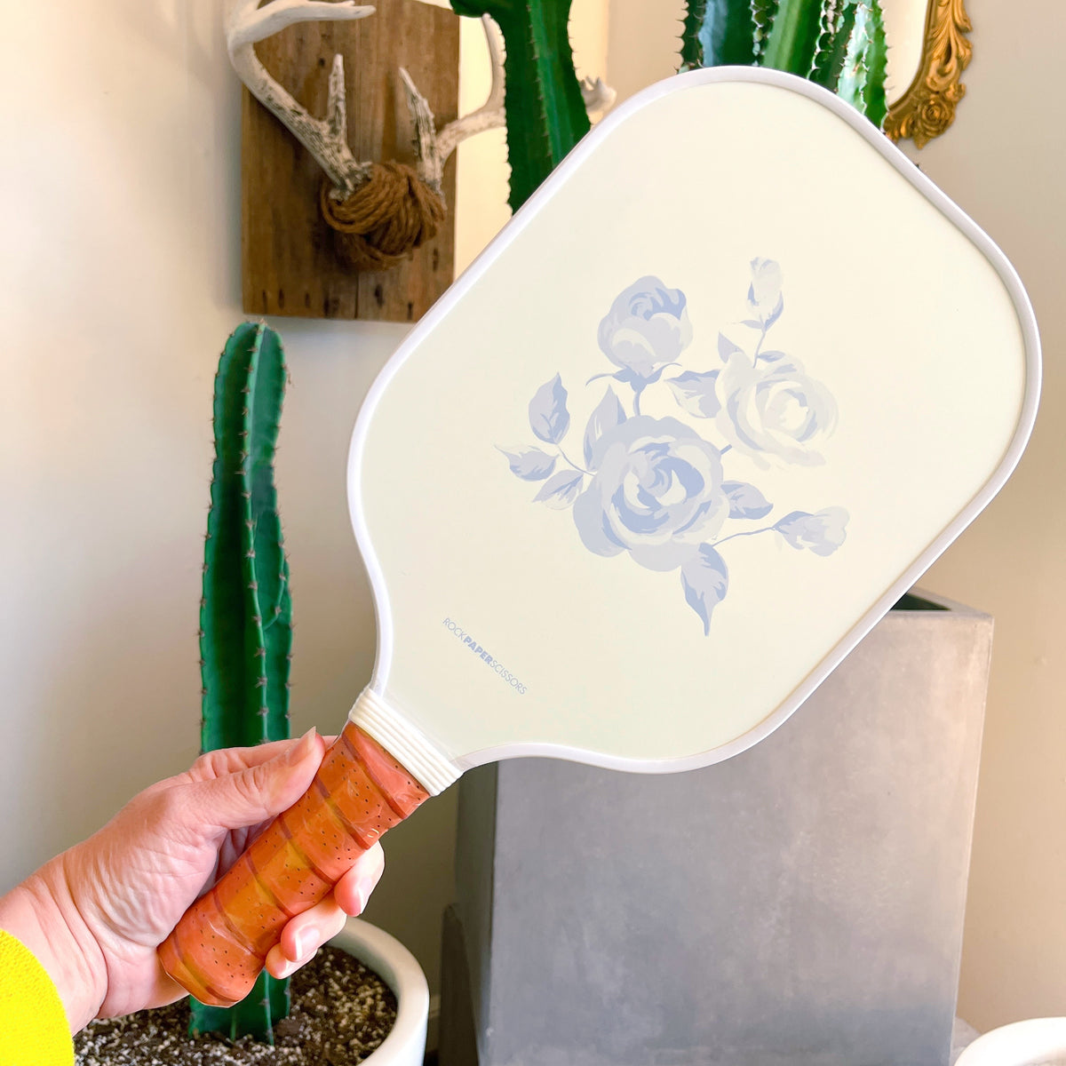 coquette blue bow floral pickleball paddle 