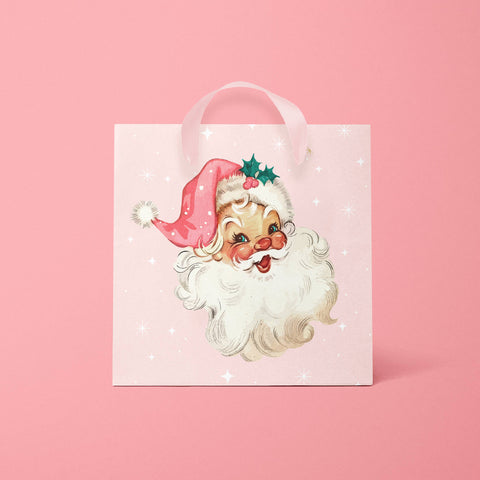 retro pink santa {small} gift bag