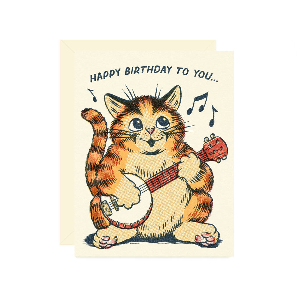 happy birthday to you {cat banjo card}