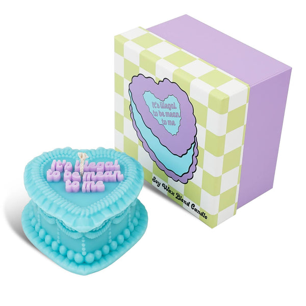 it’s illegal to be mean to me vintage heart cake candle