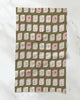 flower tiles green tea towel