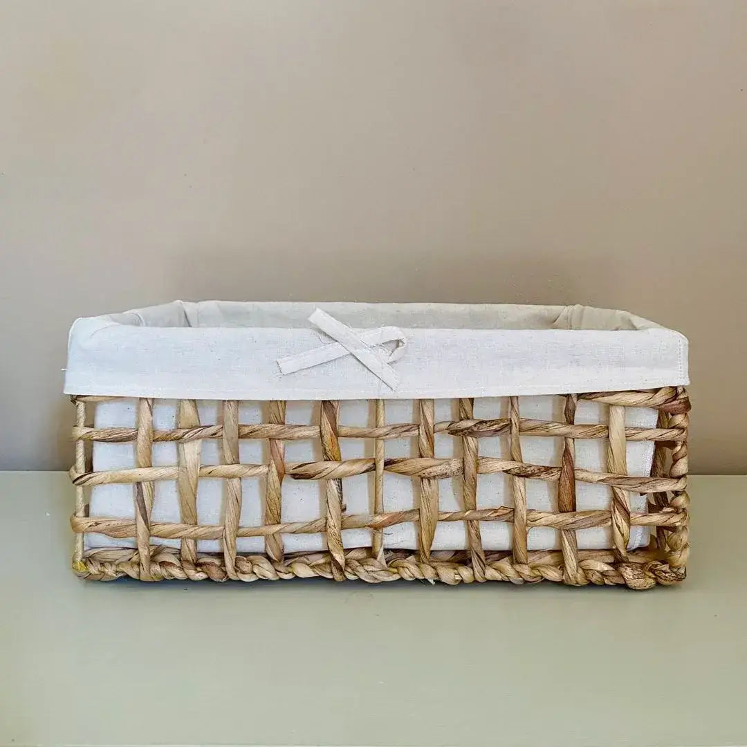 woven storage baskets with cotton liner {set of 3}
