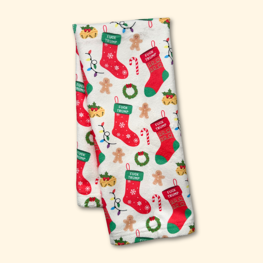 f*ck tr*mp holiday hand/tea towel