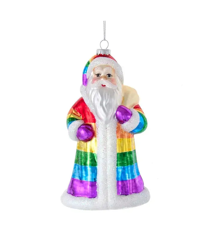 rainbow santa ornament