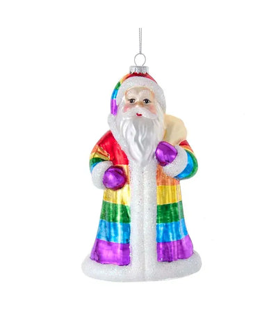 rainbow santa ornament