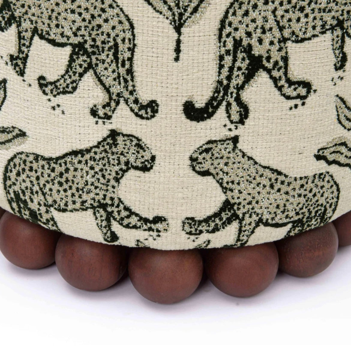 cream leopard jacquard ottoman