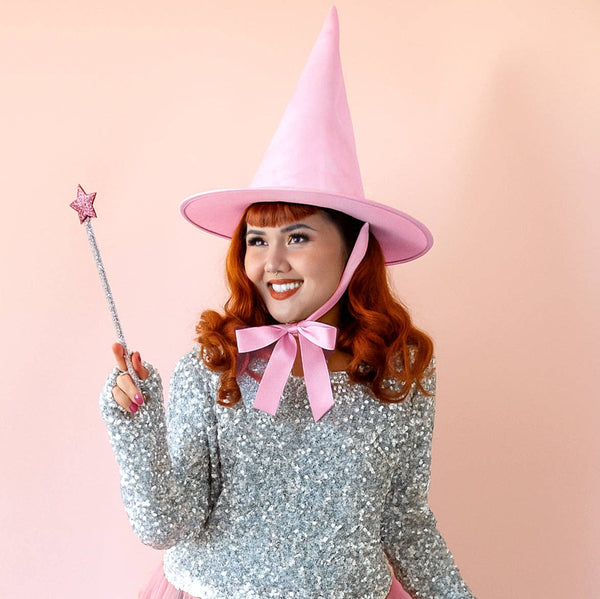 pink satin witch hat