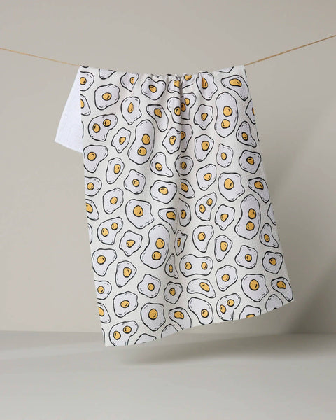 sunny side eggs tea towel