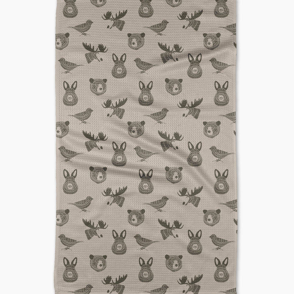 forest animals tea towel
