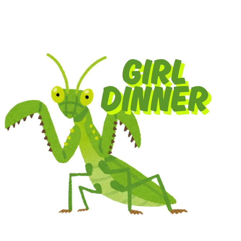 praying mantis girl dinner vinyl sticker