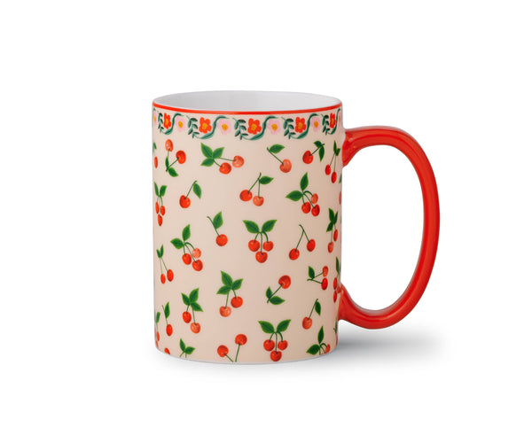 cherries porcelain mug