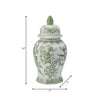 bird & flower chinoiserie {green/white} temple jar