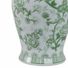 bird & floral ceramic temple jar {green/white}