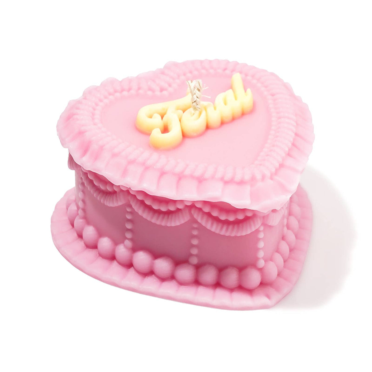 feral vintage heart cake candle