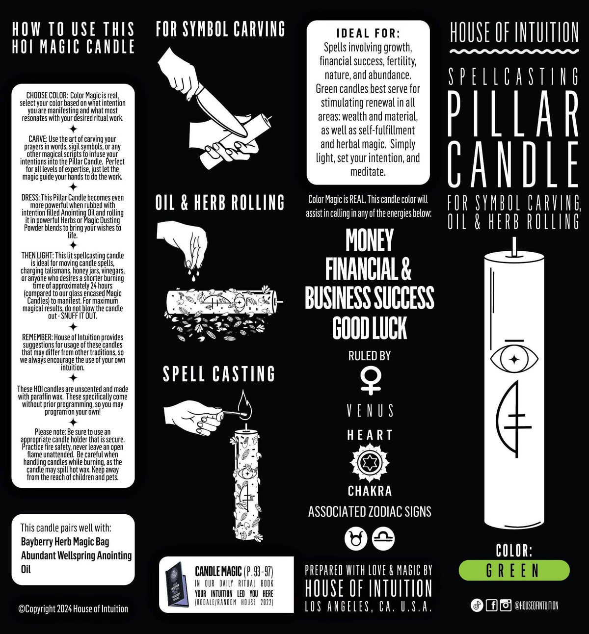 financial success spellcasting Pillar candle