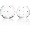 polka dot stemless bubble wine glasses