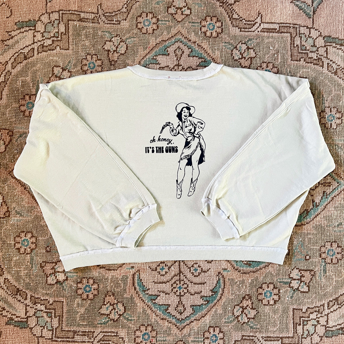 it’s the guns western cropped sweatshirt