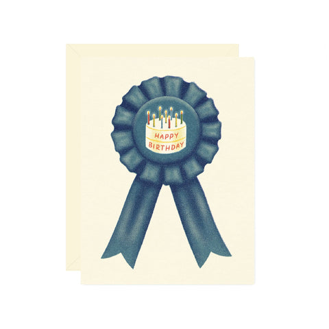 blue ribbon happy birthday card
