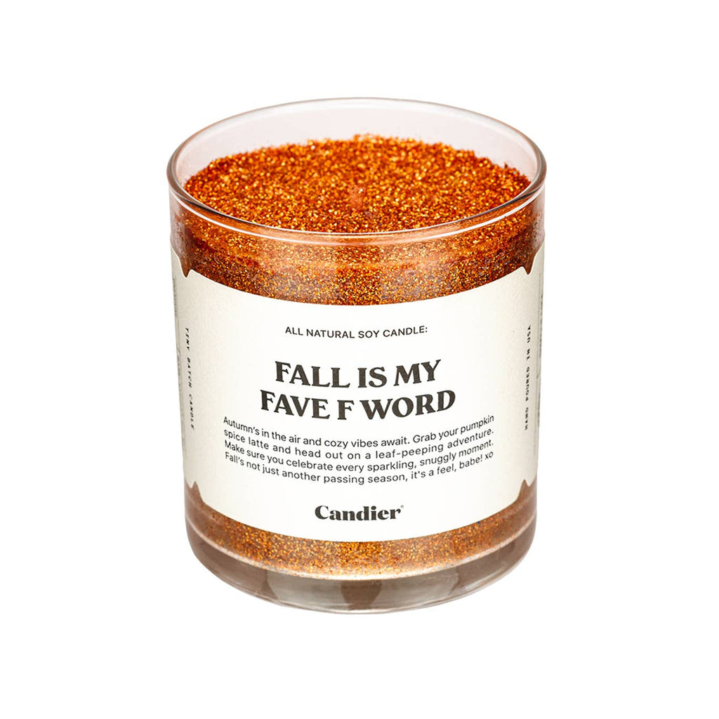 fall is my fave f word candle