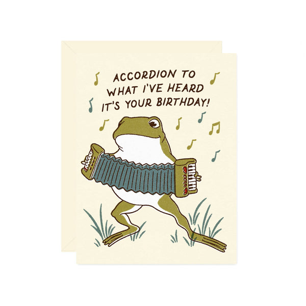 accordion to frog birthday card